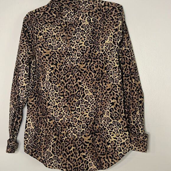 Chaps animal print blouse button up down shirt top - Picture 7 of 9